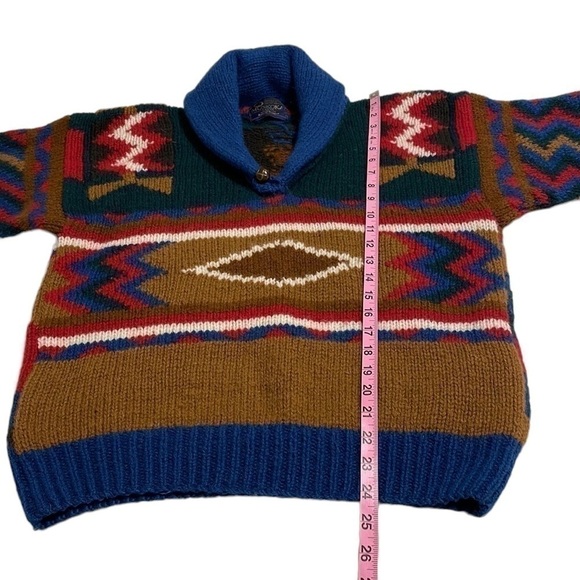 Muskoka Lakes Vintage Shetland Wool Shawl Collar Southwest Sweater /Size Medium - Picture 11 of 12